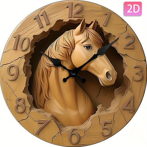 EquineElegance – Sculpted Wooden Silent Wall Clock