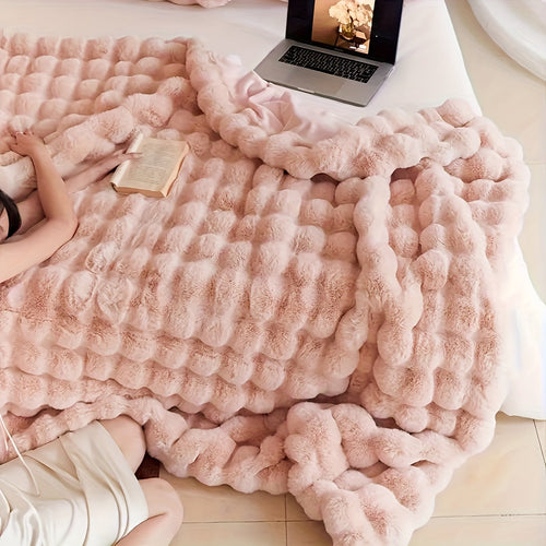 Rabbit Fleece Blanket – Soft Warm Blanket for Sofa, Bed, Office & Travel – Hypoallergenic & Tear-Resistant