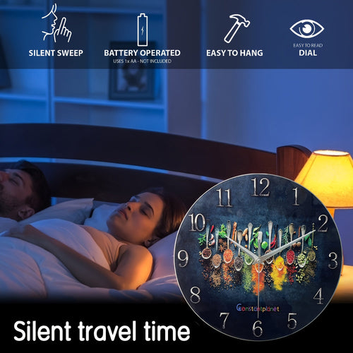 SpiceTime – Luxury Silent Wall Clock with Herb Pattern