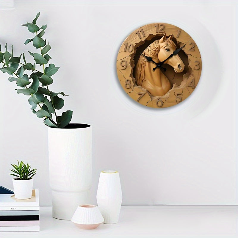 EquineElegance – Sculpted Wooden Silent Wall Clock