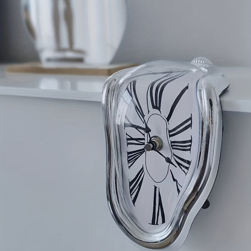 Surrealist Curved Roman Wall Clock – Stylish Melting Clock for Home Décor