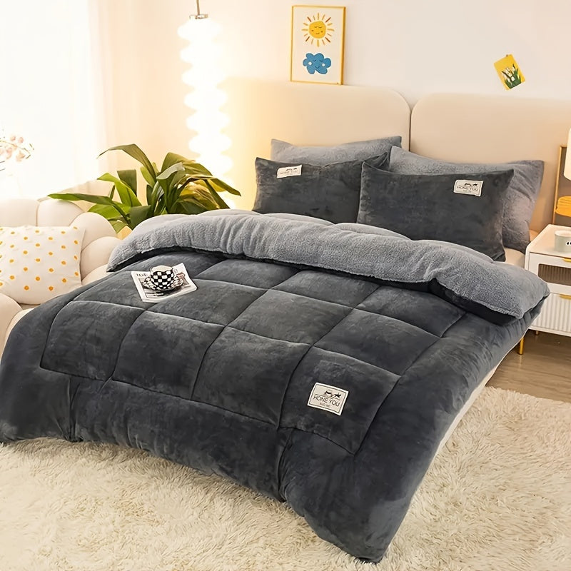 1pc Luxury Fluffy Duvet – Contemporary Style, Extra Thick Plush Autumn-Winter Bedding, Anti-Static, Lightweight yet Warm