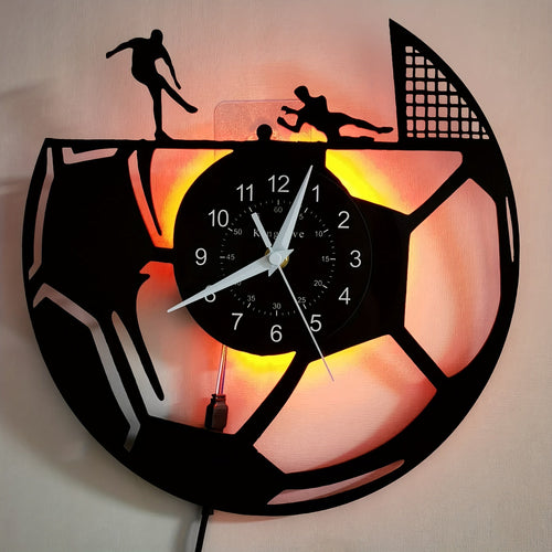 Vinyl Record Wall Clock – Football Theme, Silent