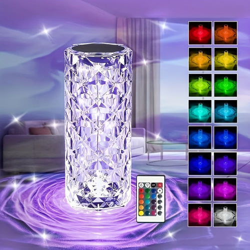CrystalBloom - Adjustable RGB Table Lamp with USB-rechargeable Lithium Battery and Floral Pattern