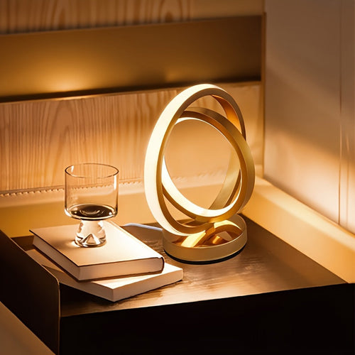 LumiSunset - Modern Metal Table Lamp, USB-Powered, Dimmable Desk Lamp