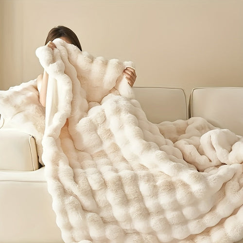 Rabbit Fleece Blanket – Soft Warm Blanket for Sofa, Bed, Office & Travel – Hypoallergenic & Tear-Resistant