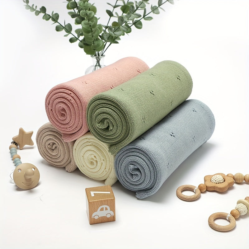 Baby Knitted Solid Colour Blanket – Pram Wrap, Air-Cooled Blanket, Easter, Halloween & Christmas Gift