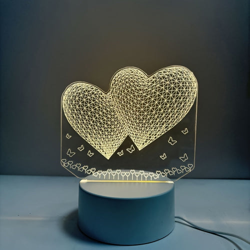 HeartsLight - Geometric USB Table Lamp with Warm Glow for Love Theme Decoration