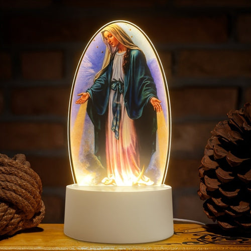 SacredGlow - Virgin Mary Night Light with LED Acrylic Frame, USB Power
