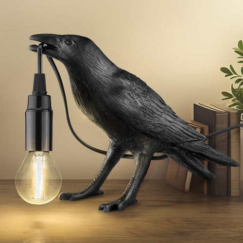 RavenLight - Black Raven Table Lamp, USB Powered, Resin Lamp for Living and Bedroom