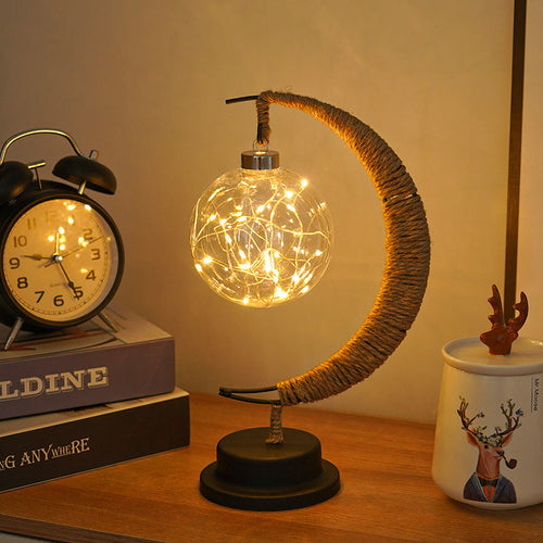 LunarGlow - Wrought Iron Moon Lamp with LED Ball
