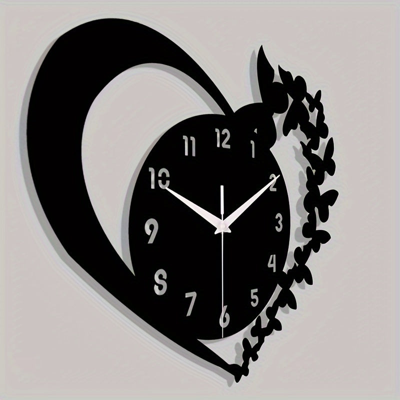 Silent Heart-Shaped Acrylic Wall Clock – Frameless Love Design for Living Room, Bedroom & Office