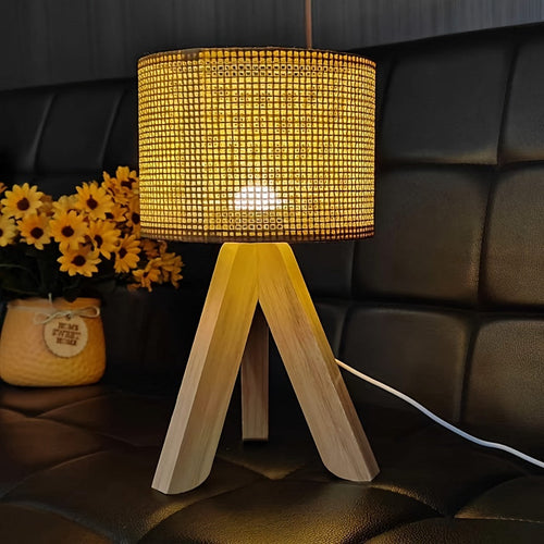 DecoLight - Rustic Wooden Table Lamp with USB Power