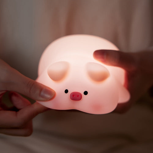 PiggyGlow - Cute Silicone Night Light, USB Rechargeable, Perfect Gift