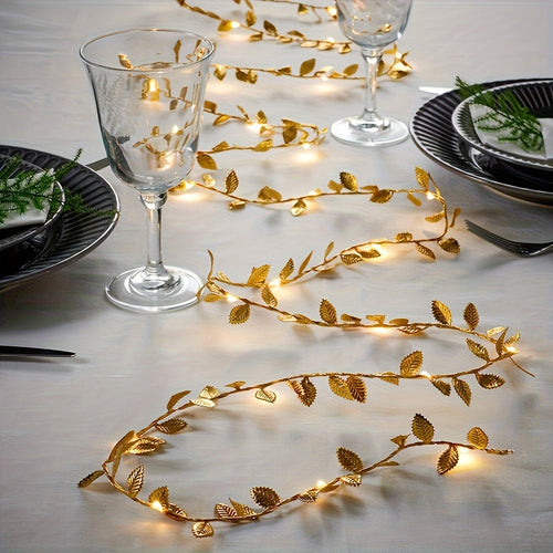 GoldenLeaf - Golden LED Leaf Fairy Lights for Indoor Decoration