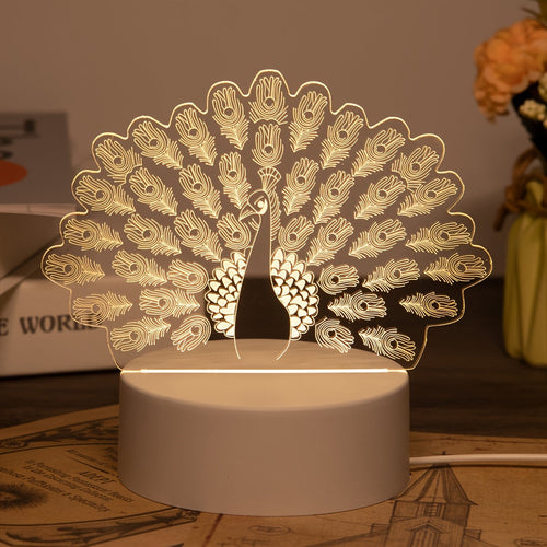 LumiPeacock - Creative USB-Powered LED Desk Lamp, Modern Peacock Night Light