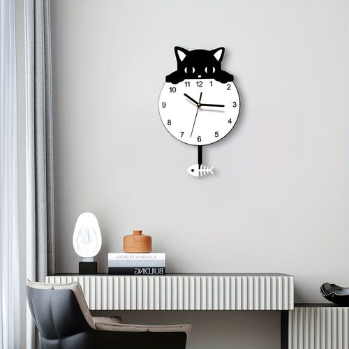 SwingCat – Silent Swinging Cat Wall Clock, Modern Cartoon Style