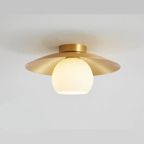 Brass Shade Gold Semi Flush Ceiling Light