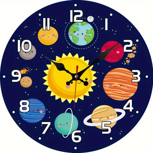 CosmicTime – Silent Solar System Wall Clock, Round Decorative Timepiece