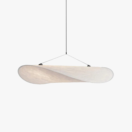 LunaLux Modern LED Pendant Light in Metal and Silk in White for Bedrooms