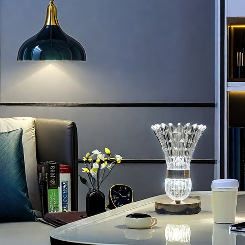 GlowSphere - Modern USB Rechargeable Touch Lamp with LED Ambient Lighting and Three-Colour Option