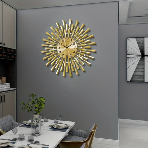 Large Modern Gold Wall Clock – Silent Operation for Living Room, Bedroom & Office