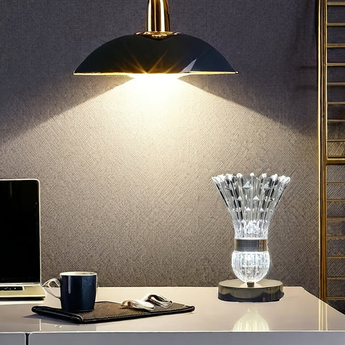 GlowSphere - Modern USB Rechargeable Touch Lamp with LED Ambient Lighting and Three-Colour Option