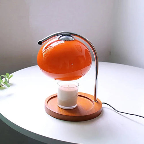 GlowSphere - Macaron Glass Table Lamp with Wooden Tray