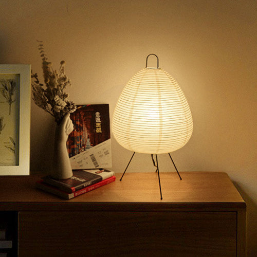 LumiZen – Japanese Paper Table Lamp in Retro Style, Traditional Lighting for Bedroom and Living Room
