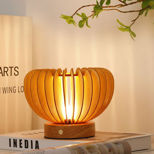 LumiWood – Wooden Table Lamp in Scandinavian Design, LED Decorative Light