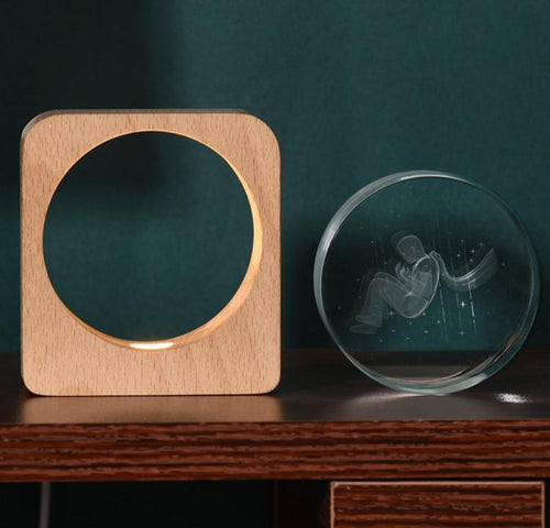 LumiWood - 3D Wooden Night Light with Engraving and Warm LED Lighting