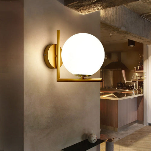 SphereGlow - Modern Round Wall Lamp with Glass Globe