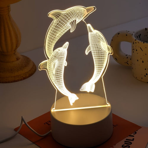 GeoDolphin - Modern 3D Illusion Dolphin Table Lamp