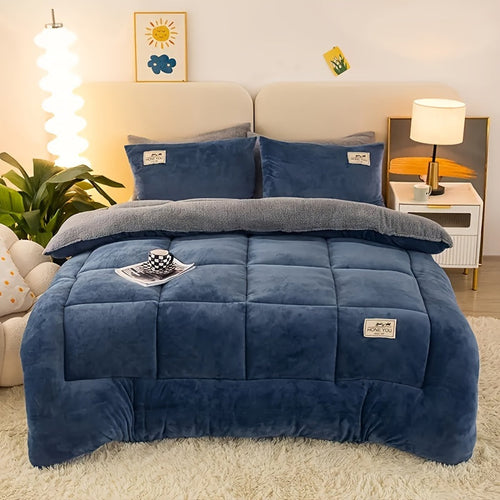 1pc Luxury Fluffy Duvet – Contemporary Style, Extra Thick Plush Autumn-Winter Bedding, Anti-Static, Lightweight yet Warm
