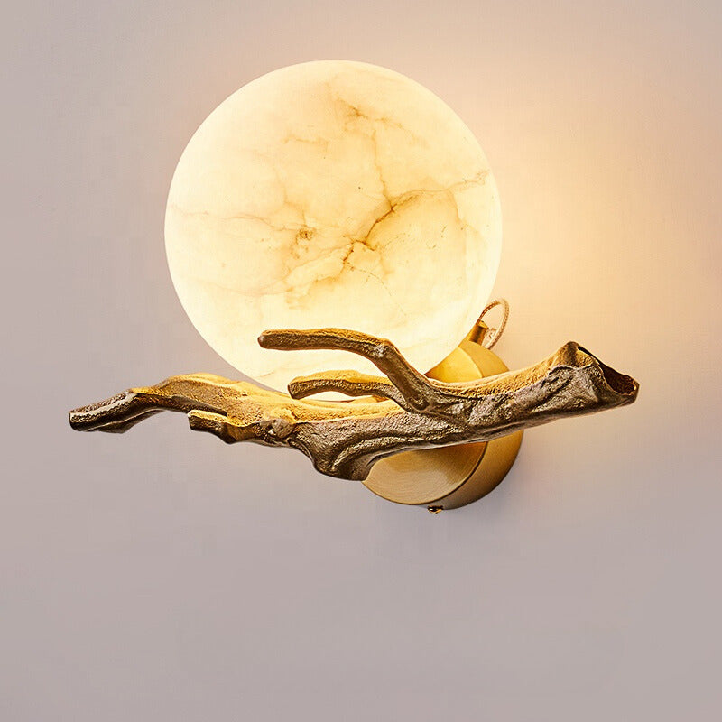 MarbleGlow - Wall Lamp with Copper Accents