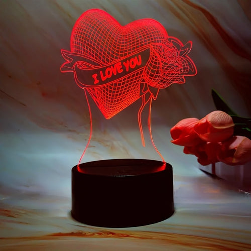 HeartLight - 3D LED Illusion Lamp with Touch Control, 7 Colors and USB/Battery Power