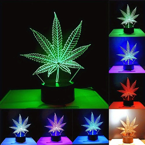 HempLeaf - 3D Night Light Acrylic Table Lamp