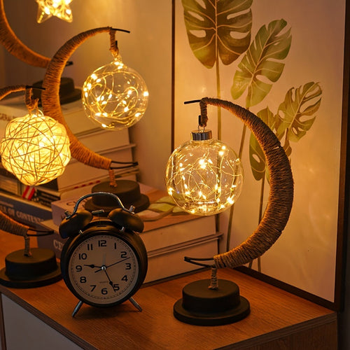 MoonLight - Wrought Iron LED Table Lamp with Decorative Desk Lamp Design