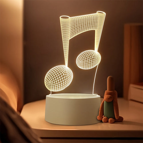 LumiNote - Acrylic Music Note Night Light, 3D LED Frame, USB-Powered