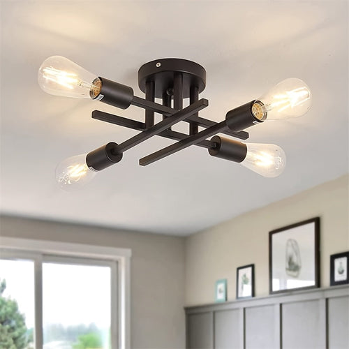 SatelliteLight - Black Iron Modern Ceiling Light with Industrial Style