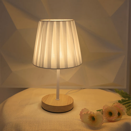 NordicLight - Modern Solid Wood Table Lamp with Linen Shade and USB