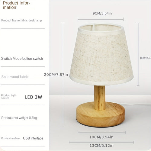 NordicLight - Wooden LED Night Light with Linen Shade