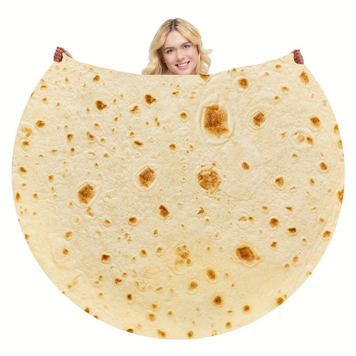 Tortilla Blanket – Realistic Pepperoni Pizza Design, Soft & Comfortable Flannel Blanket, Personalised Gift