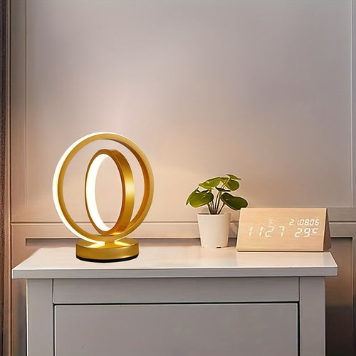 LumiSunset - Modern Metal Table Lamp, USB-Powered, Dimmable Desk Lamp