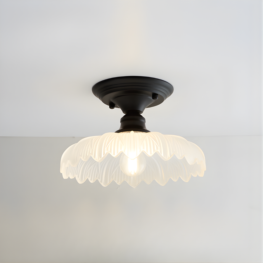 Elegant Black/Gold Ceiling Light with Crystals