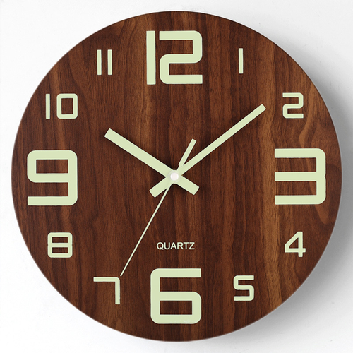 Night Light Wooden Wall Clock
