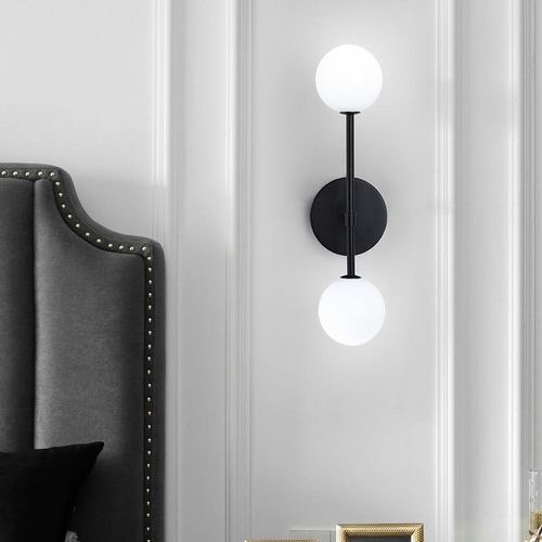 LuxeLED - Gold Wall Lamp with Milk Glass Globe and Double G4 Bulbs