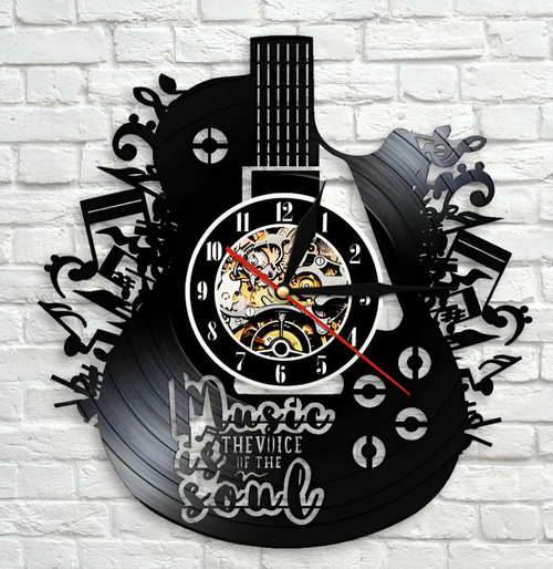 Guitar Vinyl Record Wall Clock – Unique Design for Music Lovers
