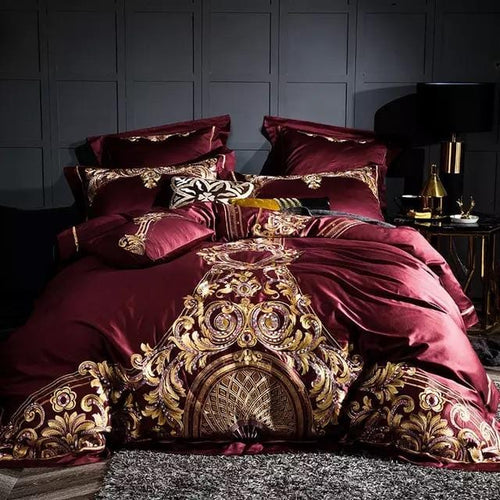 Golden Fier Red & Gold Duvet Cover Set (Egyptian Cotton)