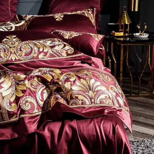 Golden Fier Red & Gold Duvet Cover Set (Egyptian Cotton)